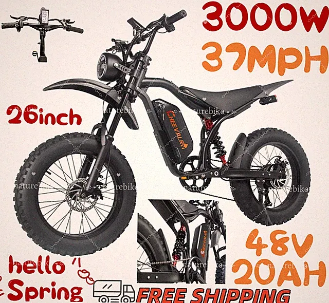20 inch Electric Bike 3000W E-Motorcycle 48V20AH E-Mountainbike Off-Road 37MPH