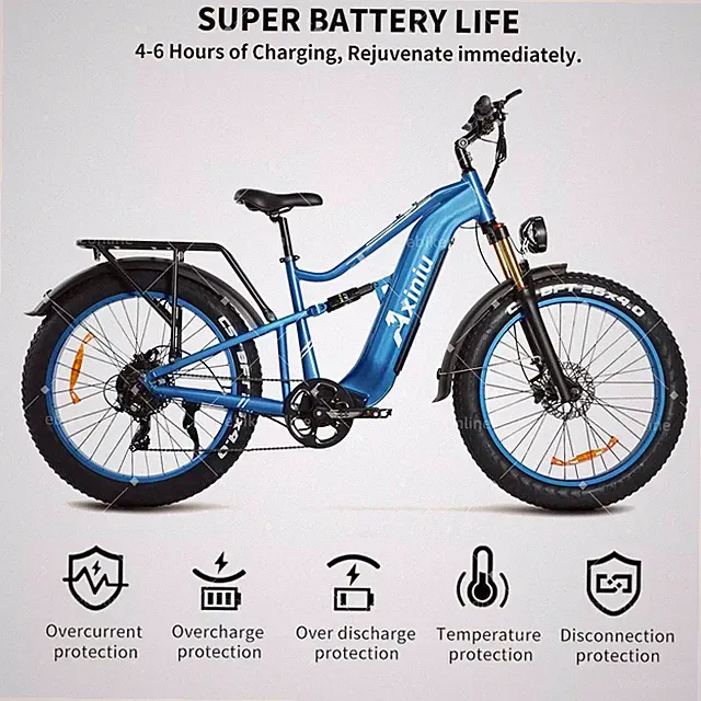 26'' Electric Mountain Bike Ebike 1800W Peak Motor Bicycle 75Mile35mph 52V