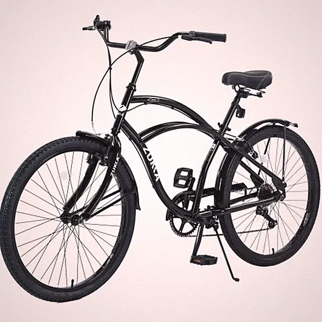 7 Speed Bicycles, Multiple Colors 26" Inch Beach Cruiser Bike with Saddle,Black