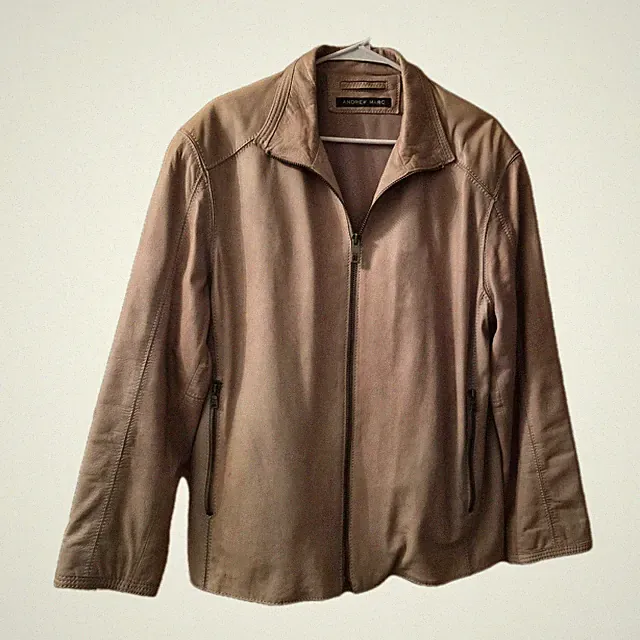 Andrew Marc Distressed Tan Leather Coat•Blazer• Lambskin Jacket Men's SzMedium