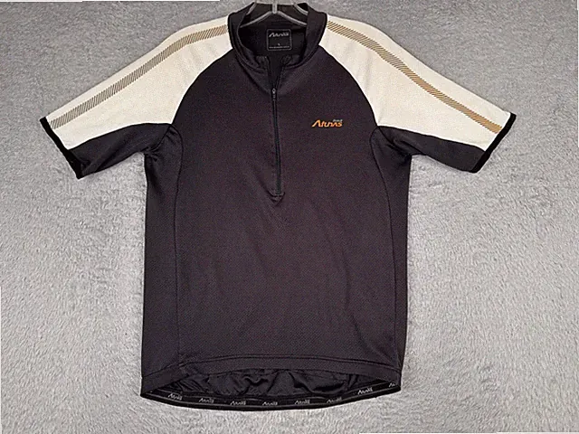Atunas Cycling Jersey Adult Euro Large Black White 1/2 Zip Polyester