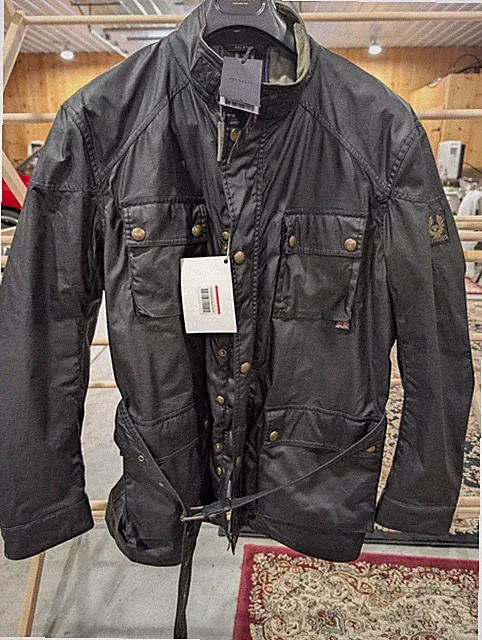 Belstaff Roadmaster Motorcycle Jacket Black Euro 56 Zip Button Belt Buckle NWT
