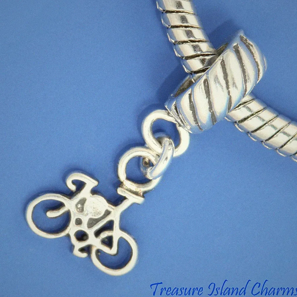 Bicycle Racing Bike 925 Sterling Silver European Dangle Bead Charm Euro