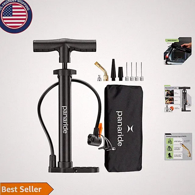 Compact 120 PSI Bike Tyre Inflator - Durable Hand Pump for Road & Mountain Bikes