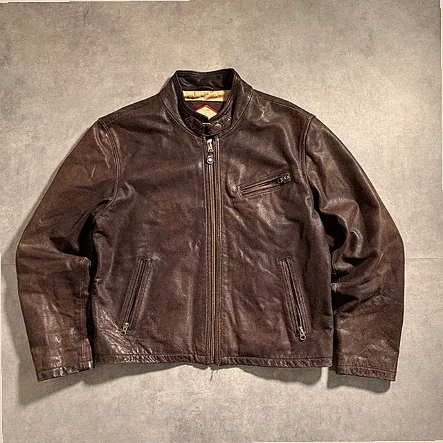 DAYTONA Buffalo Leather Short Motorcycle Jacket Brown Euro Style #FE CAA