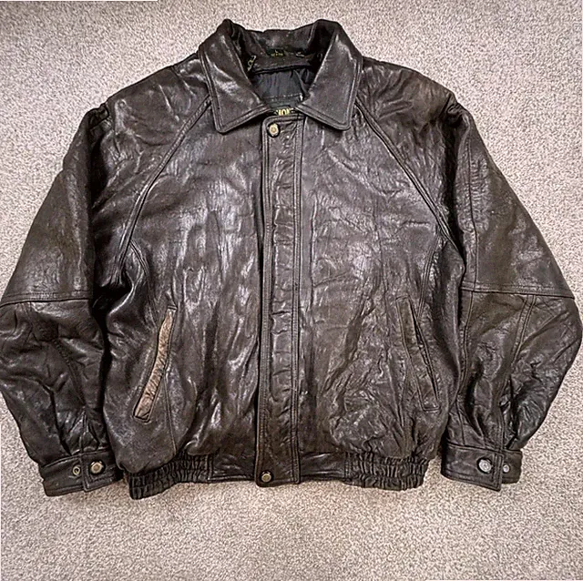 Euro Mond Vintage Genuine Leather Jacket Men's Large Black Authentic Retro Biker