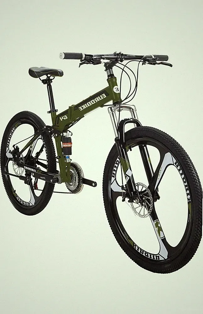 Folding Mountain Bike 26 Inch 21-Speed Road Bicycle Disc Brakes Full Suspension