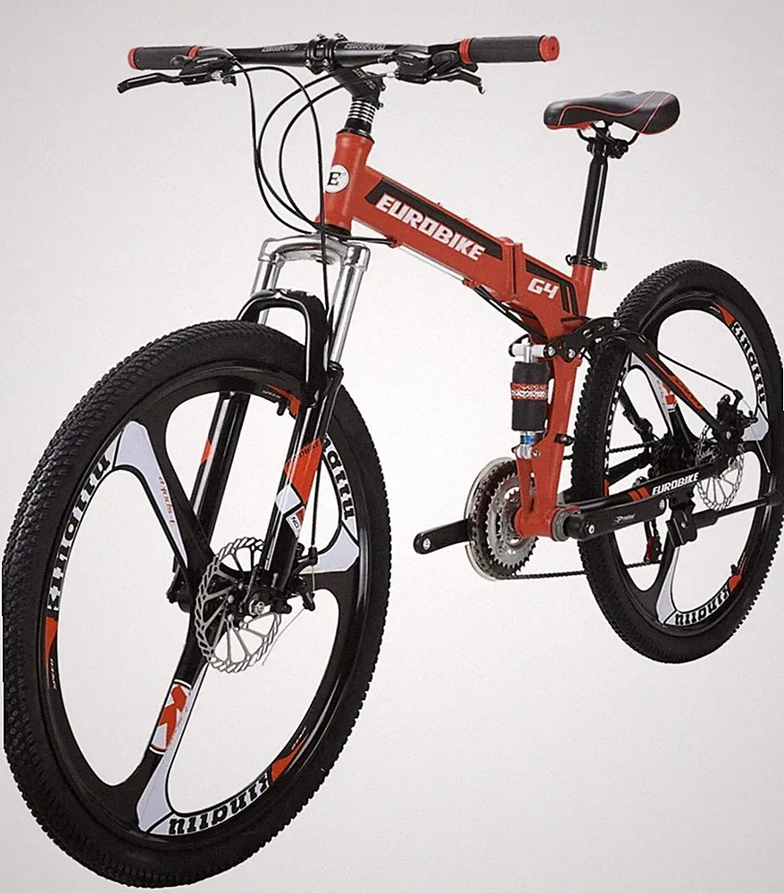 Folding Mountain Bike 26 Inch 21-Speed Road Bicycle Full Suspension Disc Brakes