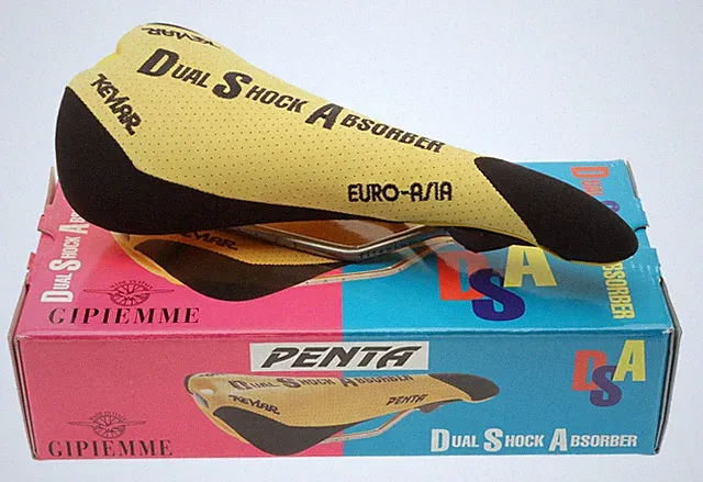 Gipiemme & EuroAsia Penta Saddle Dual Shock Absorber Ti Rails Yellow NEW NIB NOS