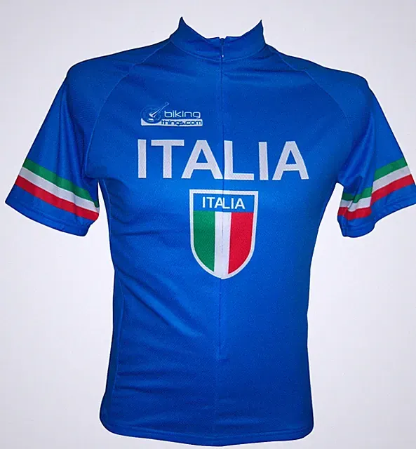 ITALIA BIKE JERSEY BLUE ITALIAN CYCLING SHIRT SIZE L COOL ITALY JERSEY NR