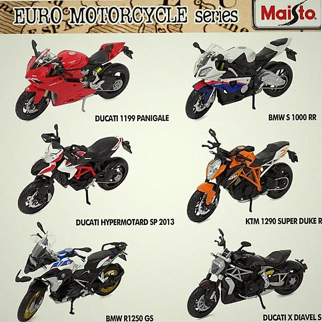 Maisto 1/12 Miniature Motorcycle EURO Set of 6 Bike Model Collectables 17+