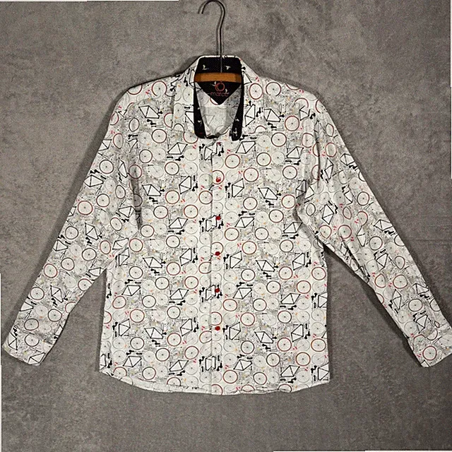 Marco By Maldo Bicycle Print Button Down Shirt Men XL Cycling Hipster Indie Euro
