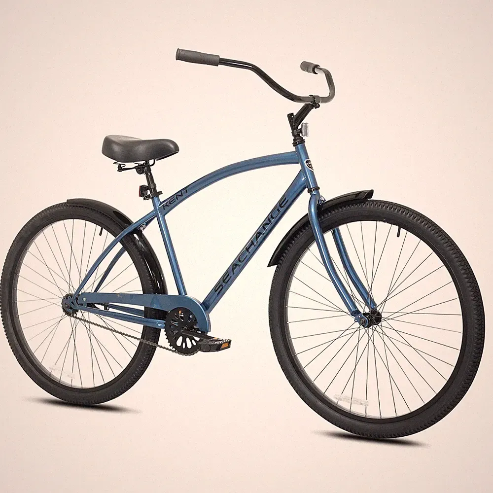 Men's 27.5" Seachange Classic Beach Cruiser Bike Steel Frame, Single-Speed, Blue