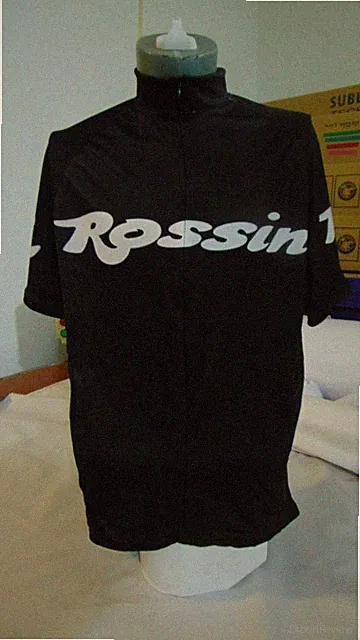 ROSSIN BIKE JERSEY BLACK ROSSIN ITALIAN SHIRT SIZE XL STEEL VINTAGE ROAD BIKE