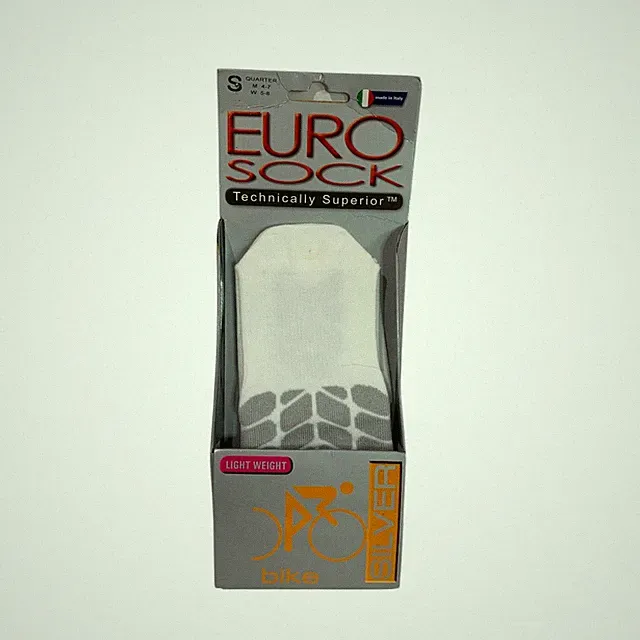Small Euro Sock Light Weight Bike Silver Cycle Quarter EU202 Unisex
