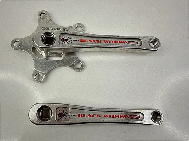 Vintage 1990’s Odyssey Black Widow Euro BMX Racing Crank Arms Set Silver USA HTF