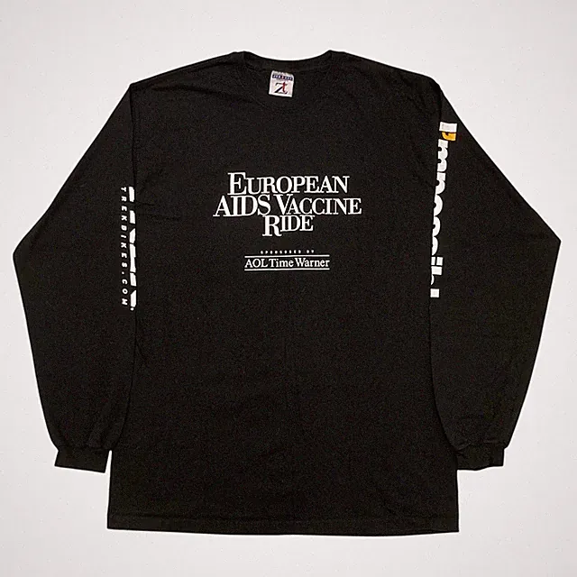 VTG European AIDS Vaccine Bike Ride 2002 Long Sleeve T-shirt L Trek AOL Jerzees